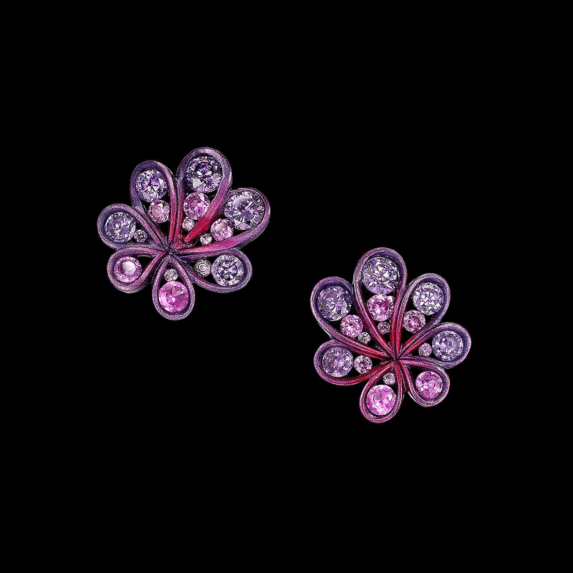 Fuchsia Violet Chanterelle Studs